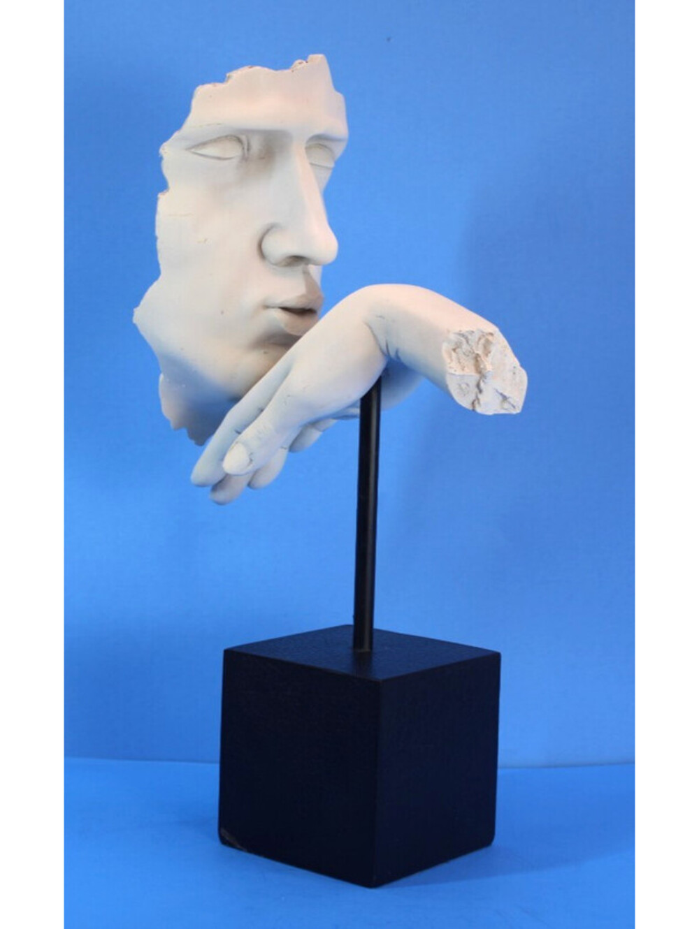 2005 TMS Kissing Hand Vitruvian Coll. Abstract Resin 12" Sculpture Blk Base VGC